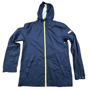 Hunter Navy Waterproof Hooded Rain Jacket Full Zip Womens Small Coat